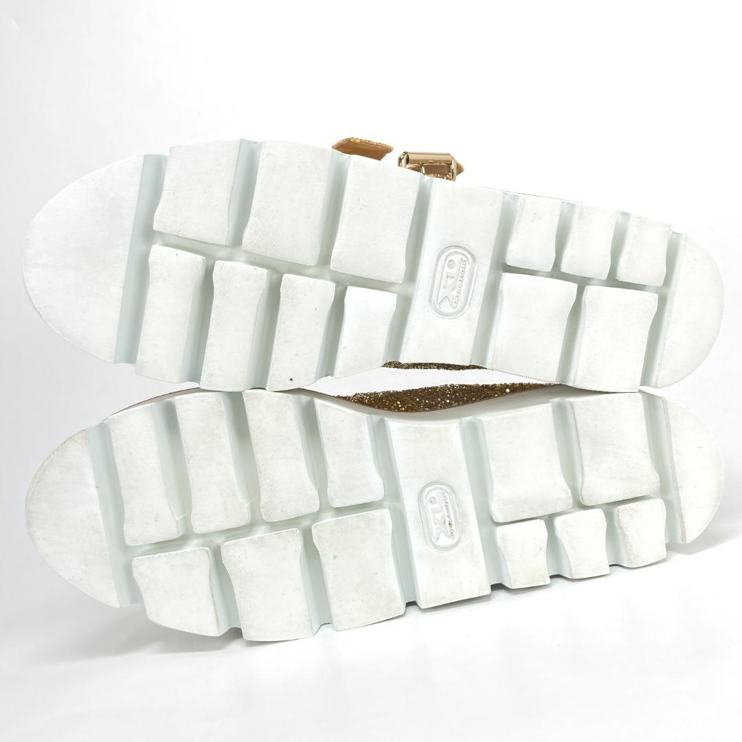 エムエム6メゾンマルジェラ　メリージェーン　厚底グリッターシューズ　ゴールド　金