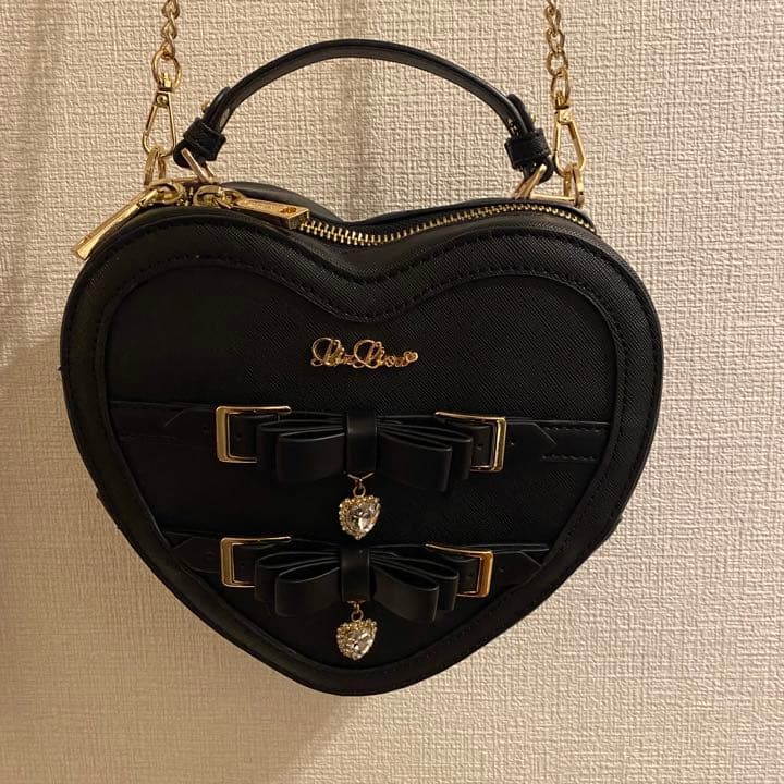 LIZLISA リボンビジューハートバッグ 【ブラック】 - メルカリ