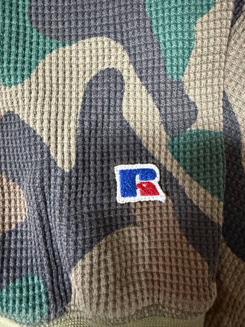 ラッセルアスレティック カモ柄　迷彩柄　サーマル　ジップパーカー