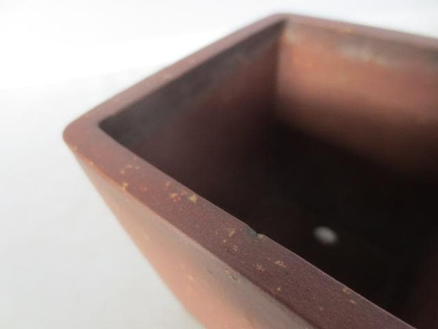 梨泥下方型　花盆　古渡　朱泥花盆　中国古鉢　高さ9.5㎝　　R7/12/18-2