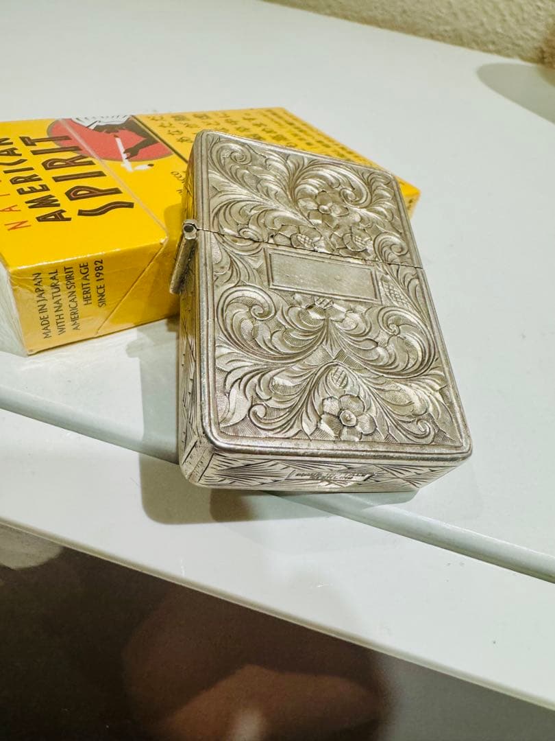 純銀　全面手彫刻　Sterling 純銀製 ZIPPO