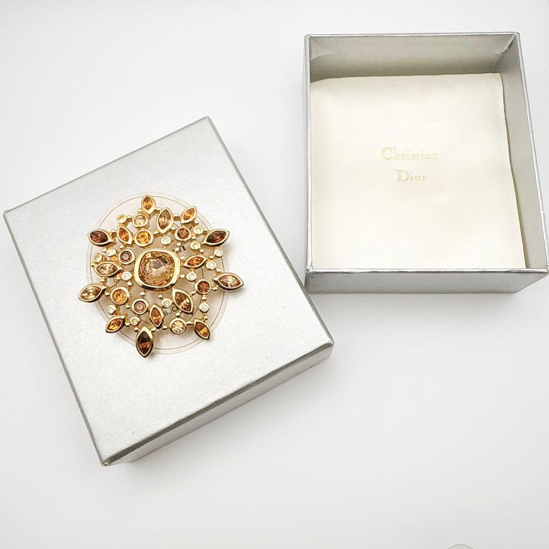 2084　保存箱付き極美品✨Dior　ブローチ　大ぶり　CD　ロゴ　希少　刻印