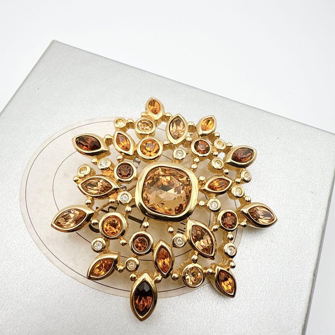 2084　保存箱付き極美品✨Dior　ブローチ　大ぶり　CD　ロゴ　希少　刻印