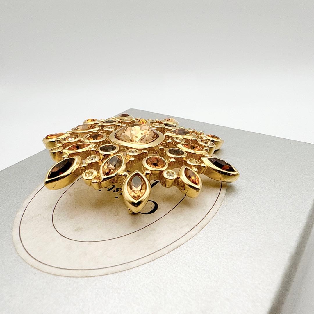 2084　保存箱付き極美品✨Dior　ブローチ　大ぶり　CD　ロゴ　希少　刻印