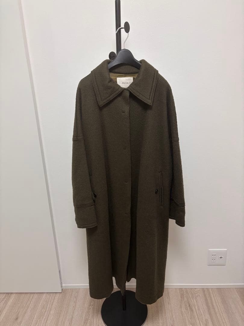 Hella 2022AW ウールモヘアシャギー ステンカラーコート F カーキ