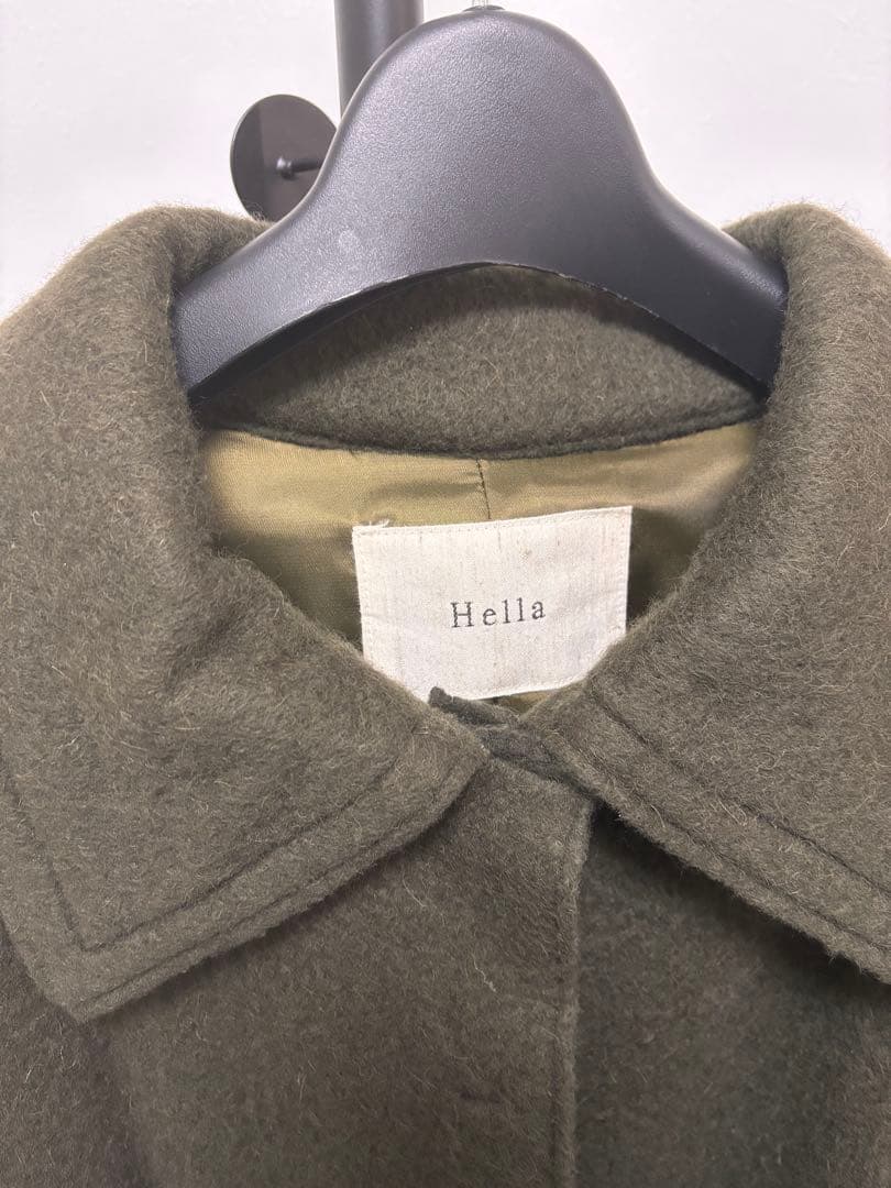 Hella 2022AW ウールモヘアシャギー ステンカラーコート F カーキ