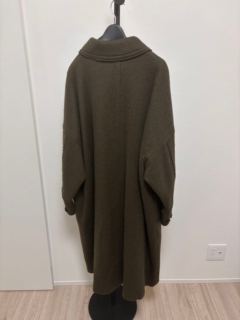 Hella 2022AW ウールモヘアシャギー ステンカラーコート F カーキ