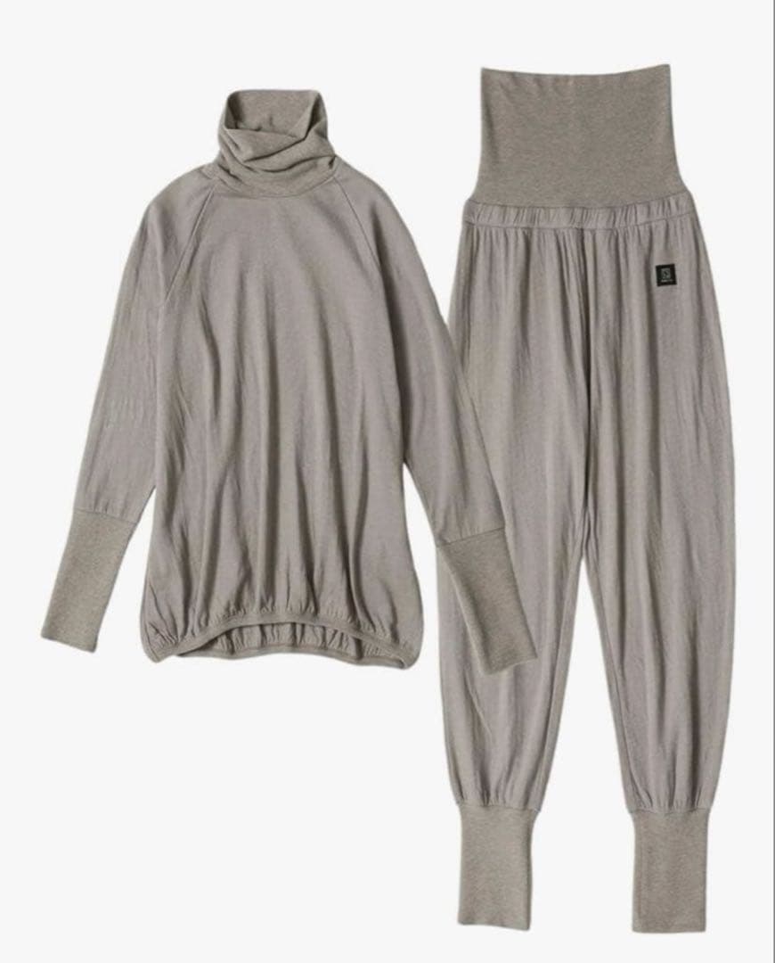 腹巻き一体型 さらふわコットンパジャマ グレー