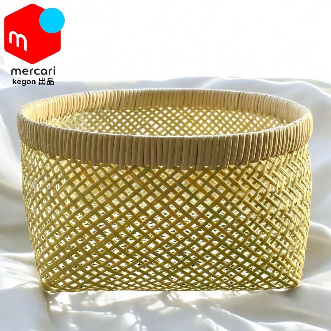 【新着新品】鳥越竹細工 すず竹 灰通し（透かし編み 丸かご）特大 極上品