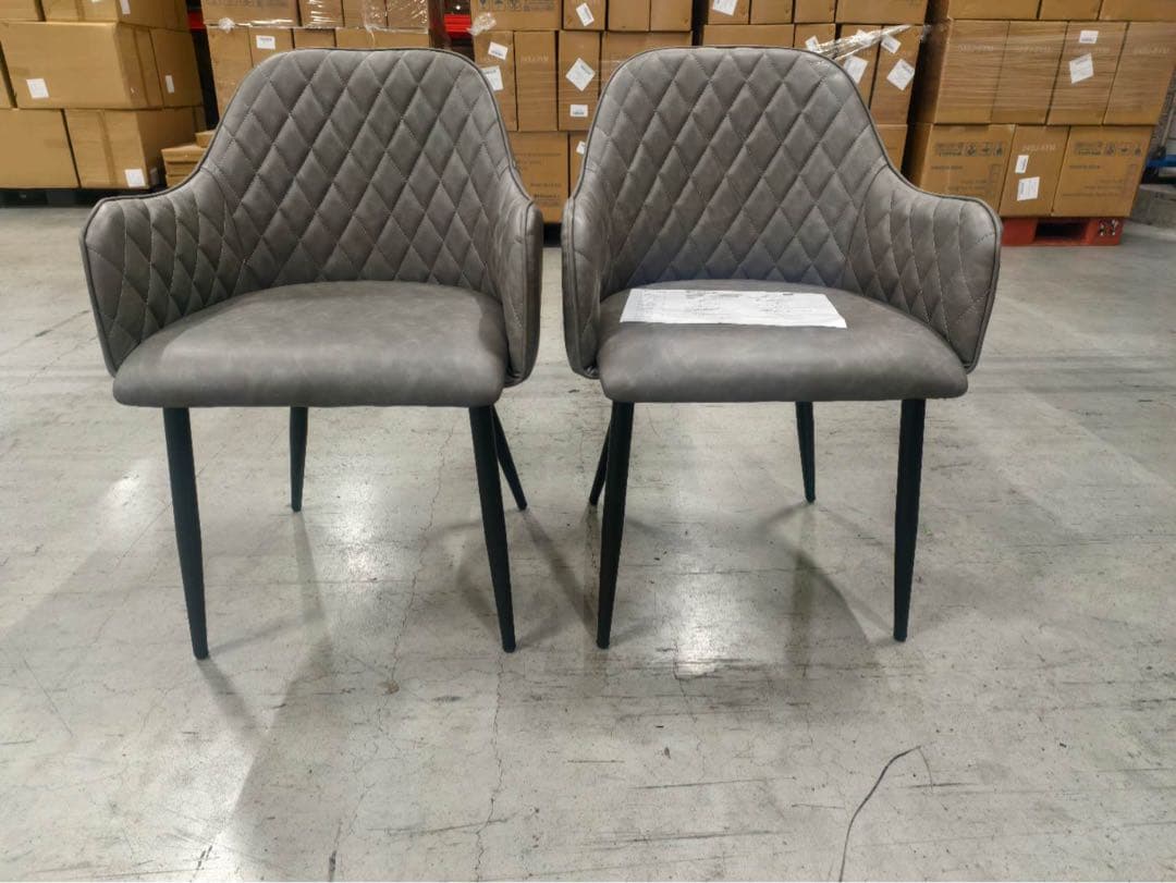 高級感レザーファブリックダイニングチェアグレー4脚セットスチール脚北欧風おしゃれ