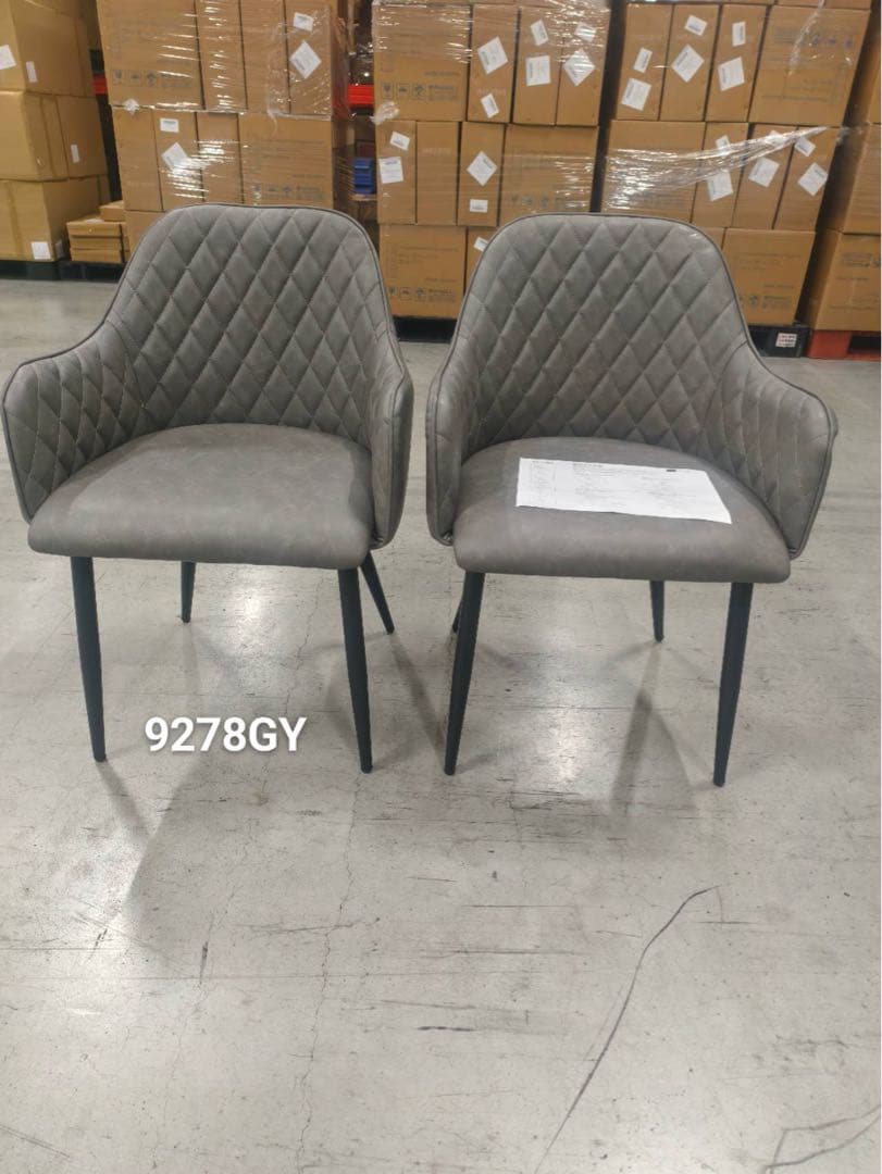 高級感レザーファブリックダイニングチェアグレー4脚セットスチール脚北欧風おしゃれ