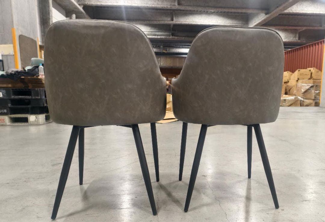 高級感レザーファブリックダイニングチェアグレー4脚セットスチール脚北欧風おしゃれ