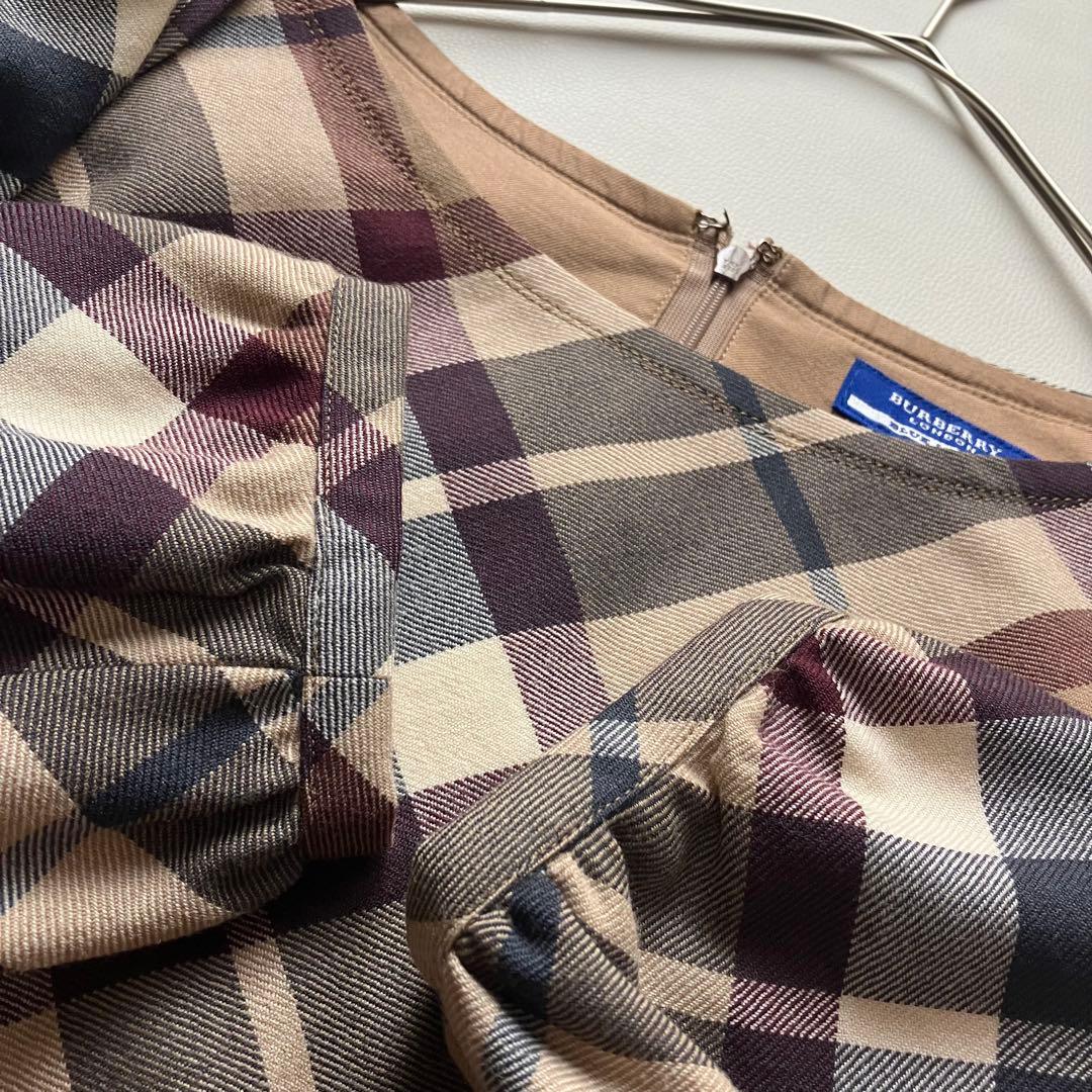 美品　バーバリーブルーレーベル　フレアワンピース　ノバチェック　36
