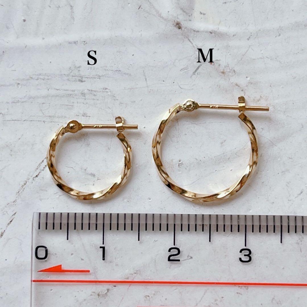 K18 ピアス フープ 18K フープピアス 18KYG ツイスト 片耳 S