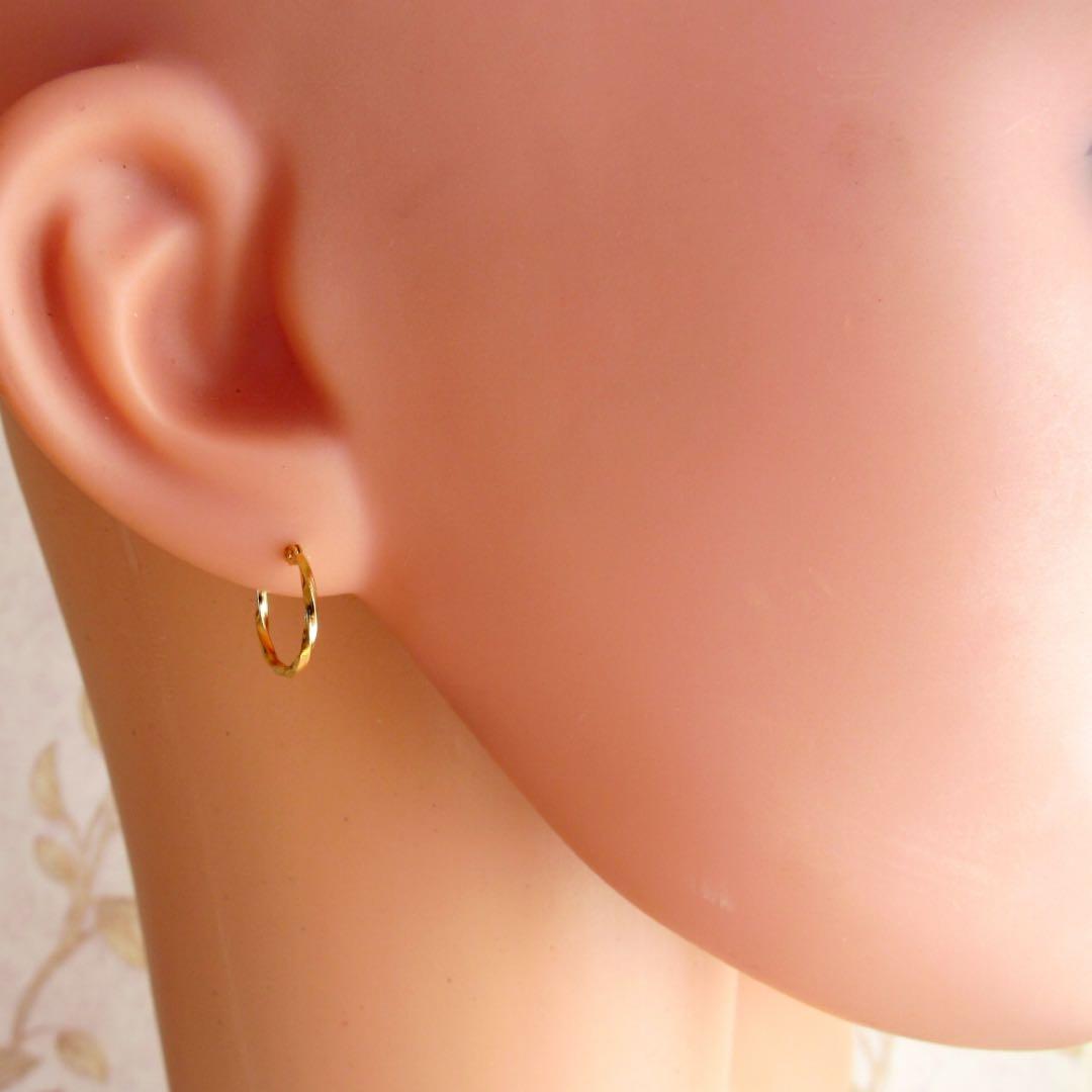 K18 ピアス フープ 18K フープピアス 18KYG ツイスト 片耳 S
