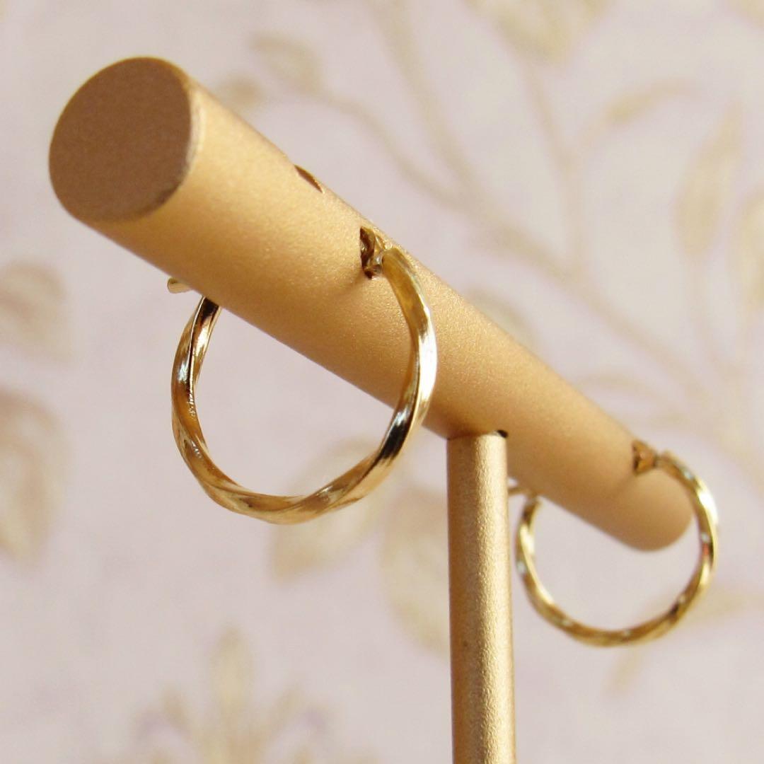 K18 ピアス フープ 18K フープピアス 18KYG ツイスト 片耳 S