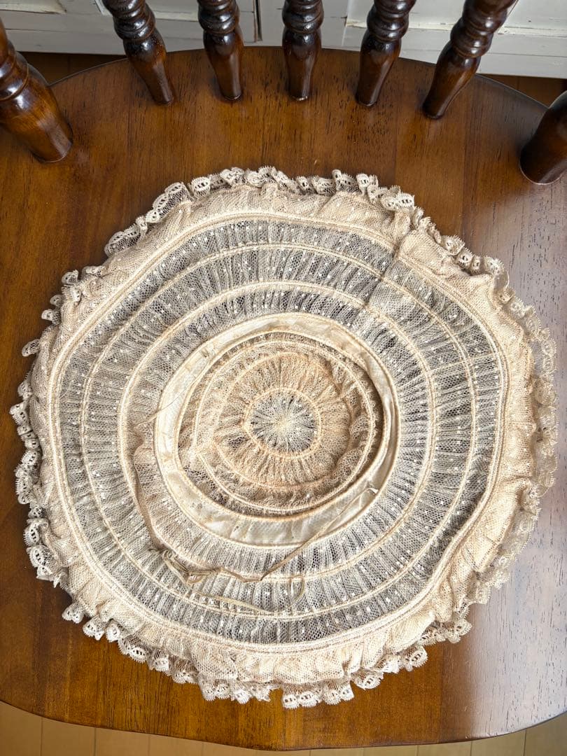 ♡希少　フランスアンティーク　素敵なハット　シルクオーガンジー　帽子　リボン飾り