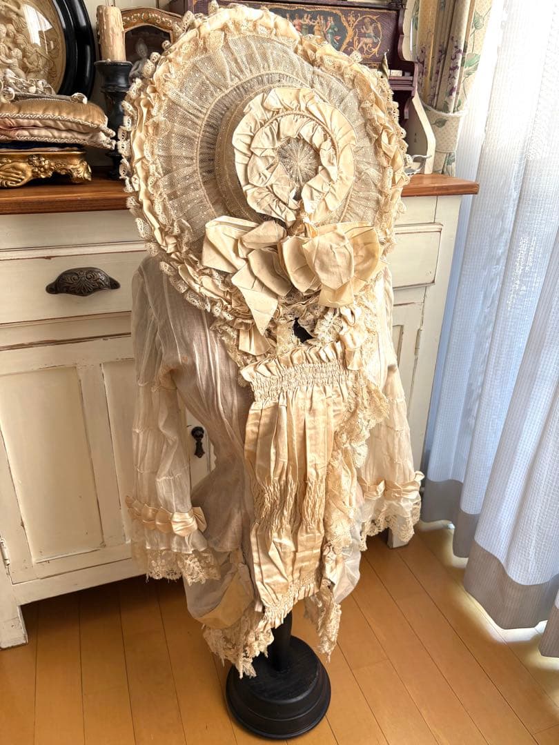 ♡希少　フランスアンティーク　素敵なハット　シルクオーガンジー　帽子　リボン飾り