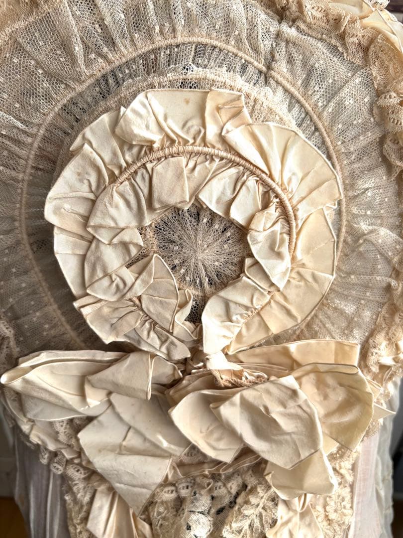 ♡希少　フランスアンティーク　素敵なハット　シルクオーガンジー　帽子　リボン飾り