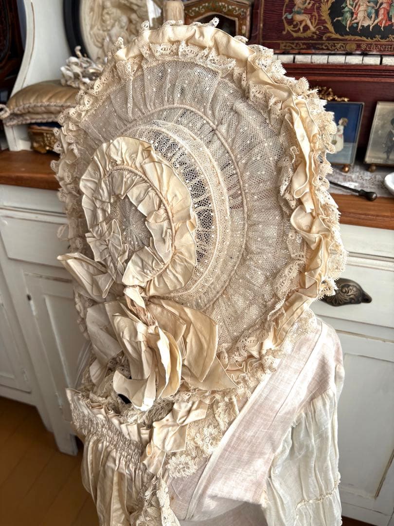 ♡希少　フランスアンティーク　素敵なハット　シルクオーガンジー　帽子　リボン飾り