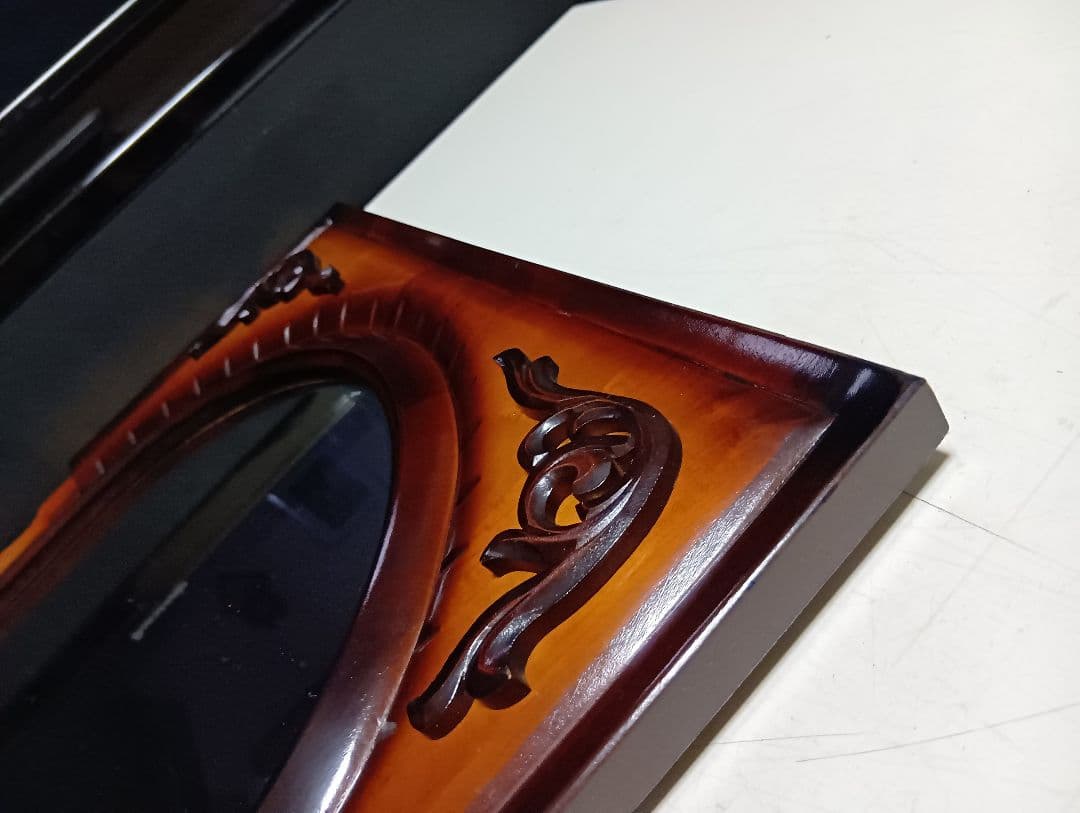 1970's　アラベスク　コロニアル　ウッド　オーバル　ウォール　ミラー