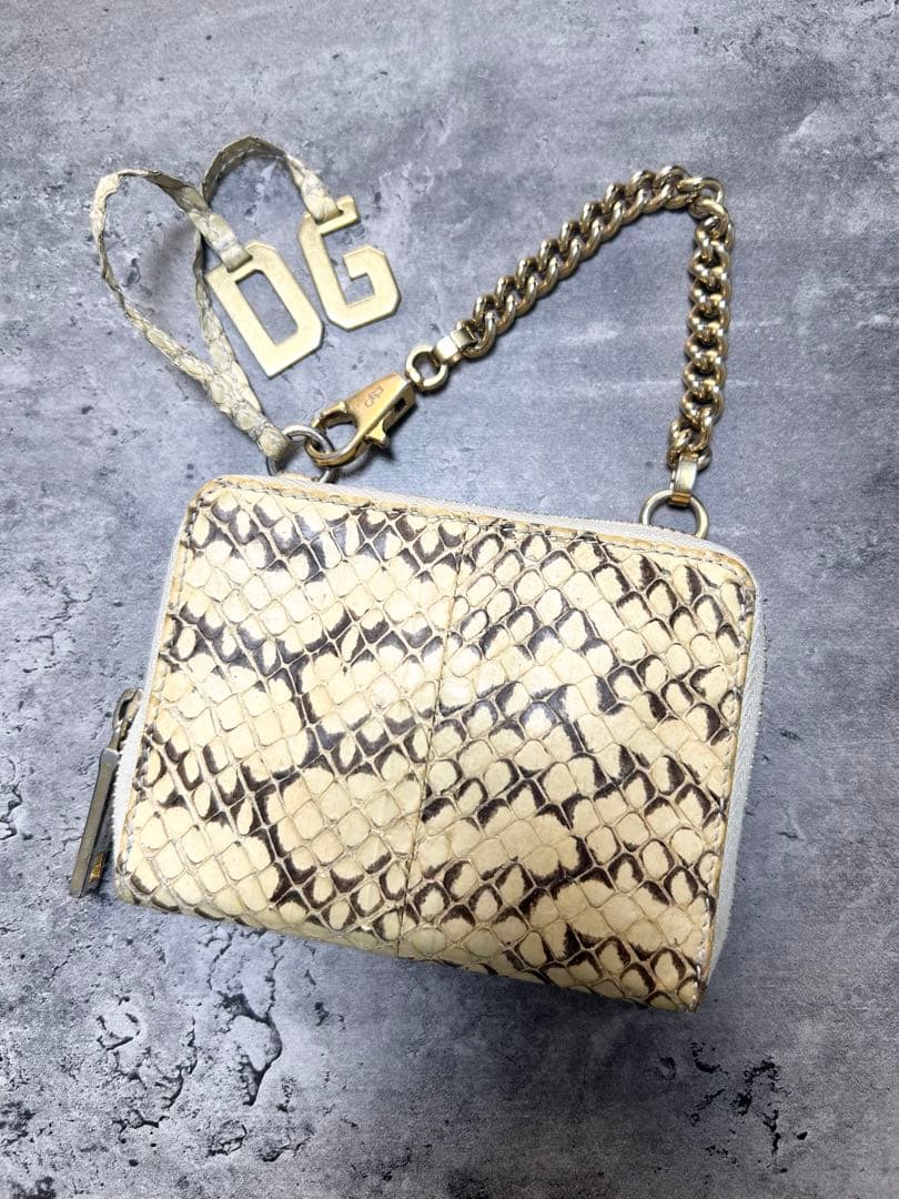 ドルチェ＆ガッバーナ パイソン チェーン付ウォレット 蛇革 ケース DG