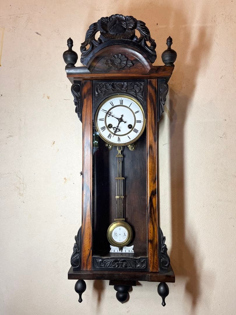 ユンハンス 黒柿 柱時計 古時計 振り子 ゼンマイ アンティーク 精工舎