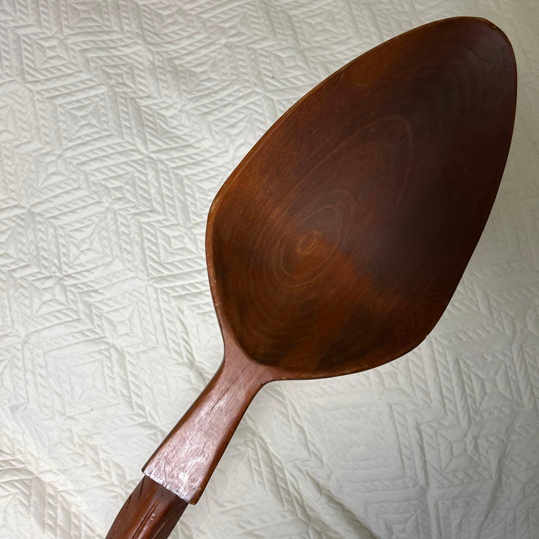 スマイル　木製の巨大なスプーンとフォーク　オブジェ　置物　インテリア