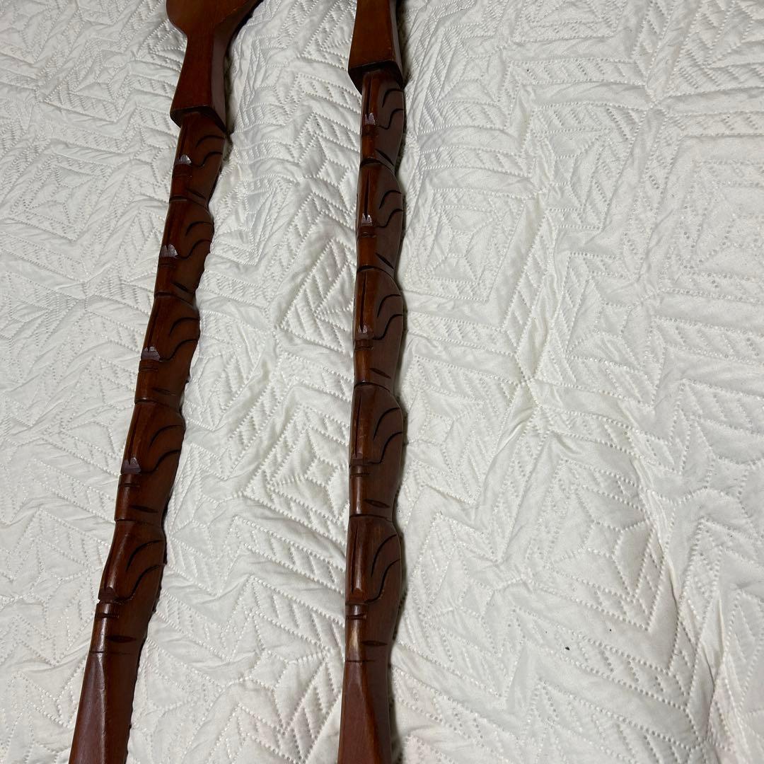 スマイル　木製の巨大なスプーンとフォーク　オブジェ　置物　インテリア