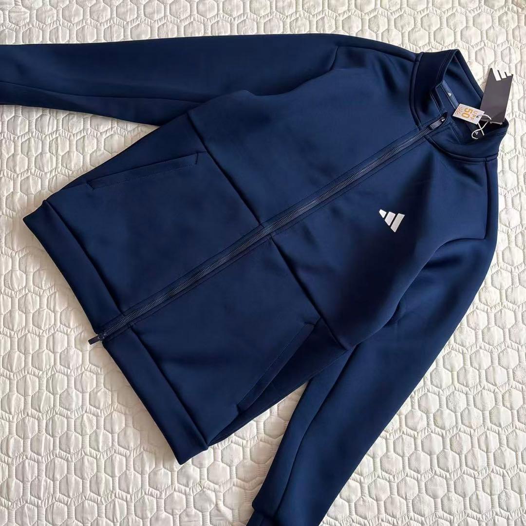 L新品17600円アディダスゴルフ/メンズ/ダンボールニットジャケット/ネイビー