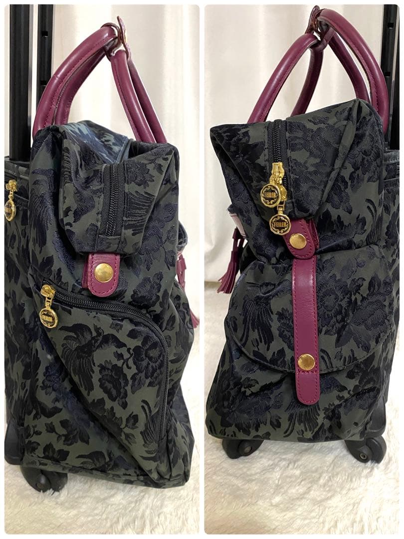 美品 FEILERトラベルキャリー トローリーバッグ 花柄