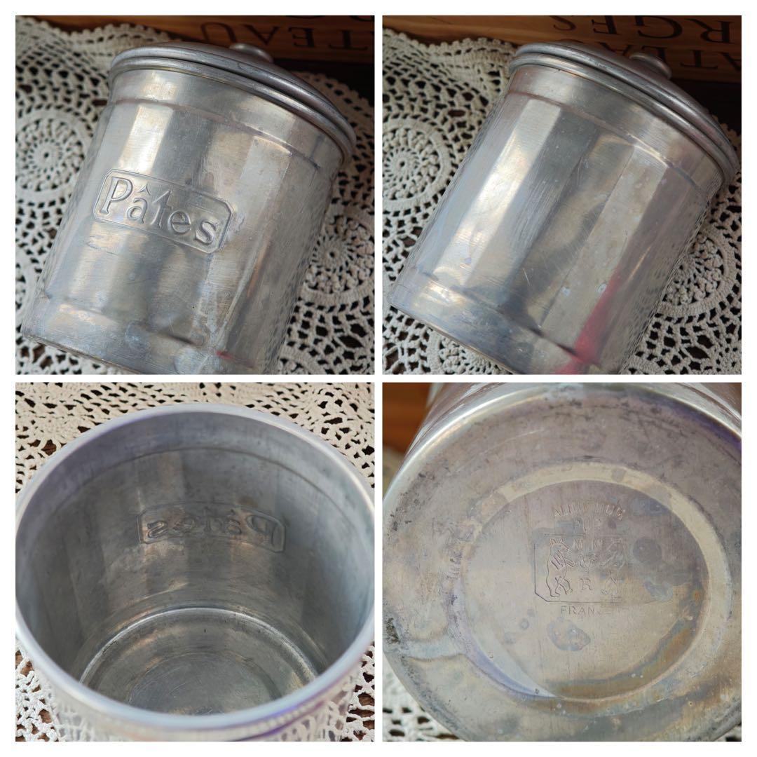 40年代フランスヴィンテージ アルミキャニスター 6点セット　フランス製刻印あり