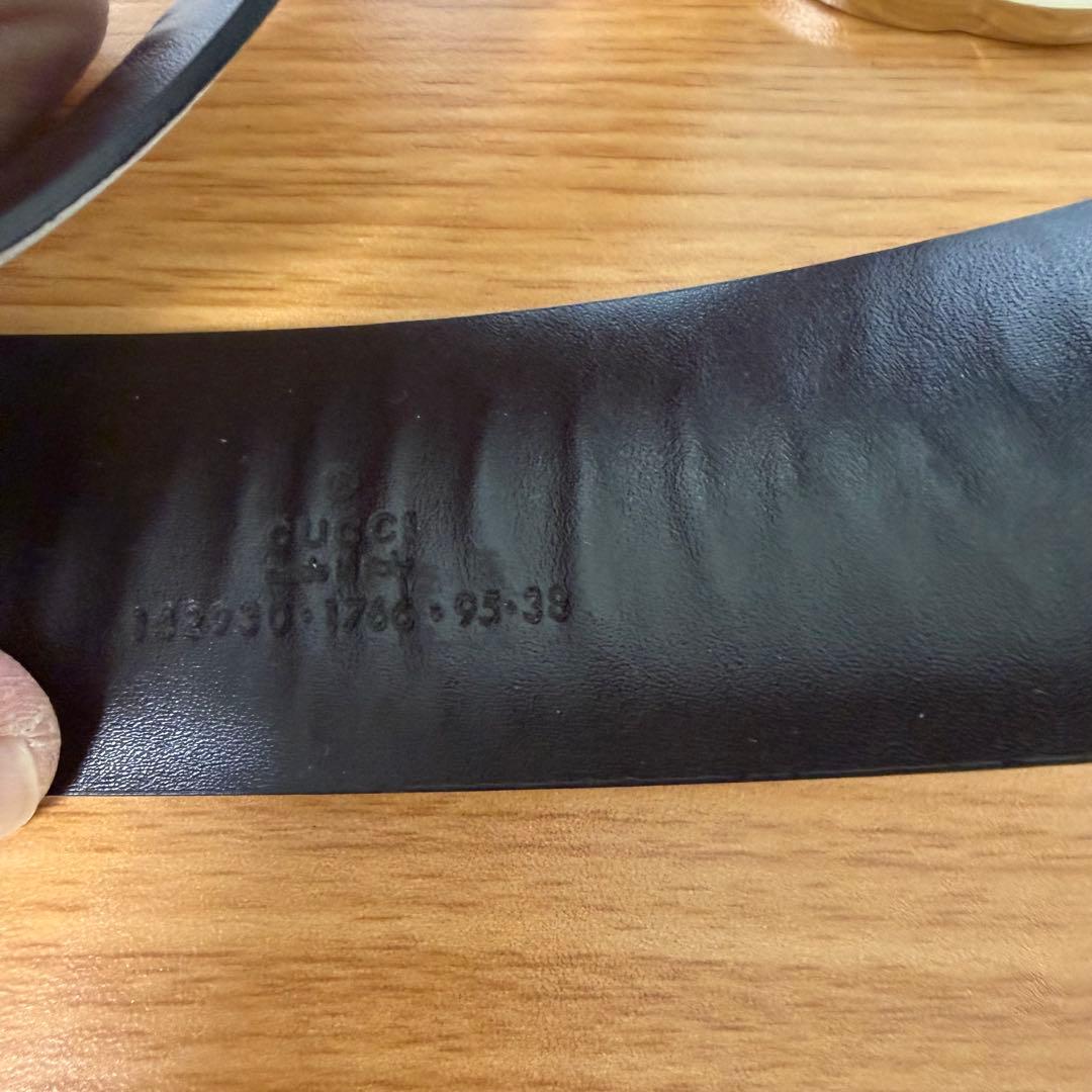 Gucci ホワイト ブラック ベルト　確実正規品　95センチ