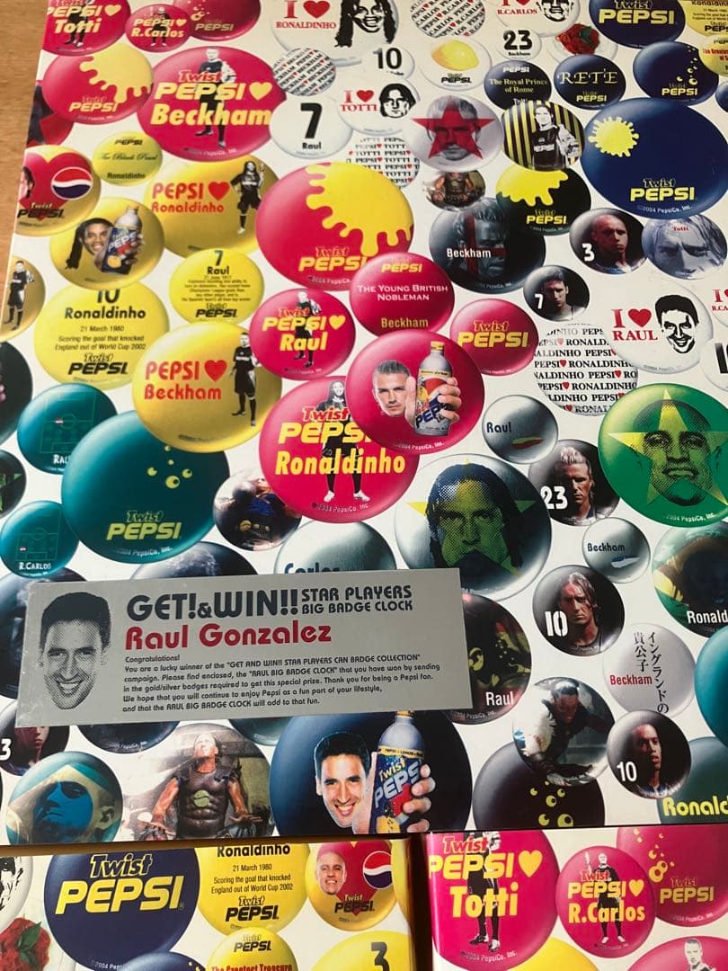 非売品未使用】ペプシ缶バッチ壁掛時計3点セットロナウジーニョ