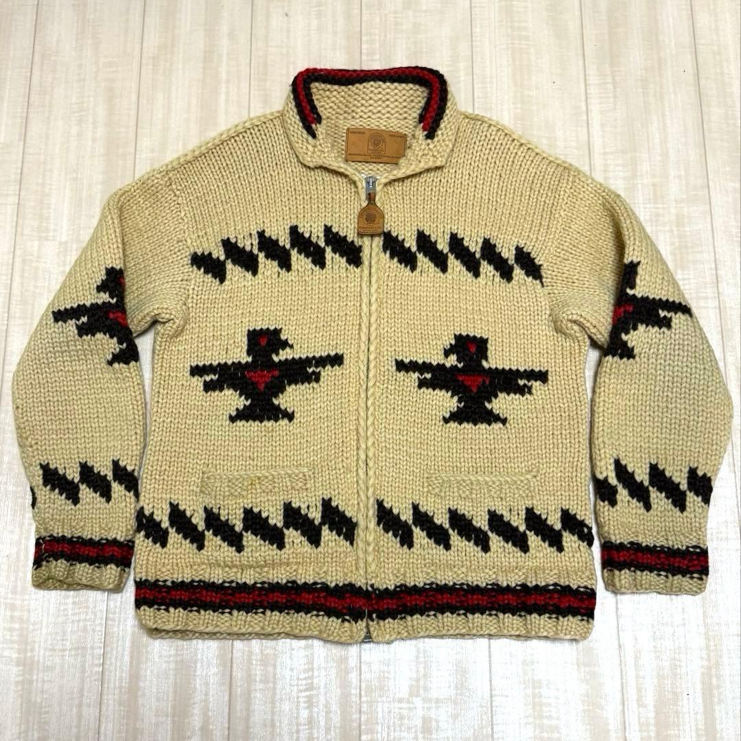 カナディアンセーター カウチンセーター サンダーバード柄 Lサイズ程度
