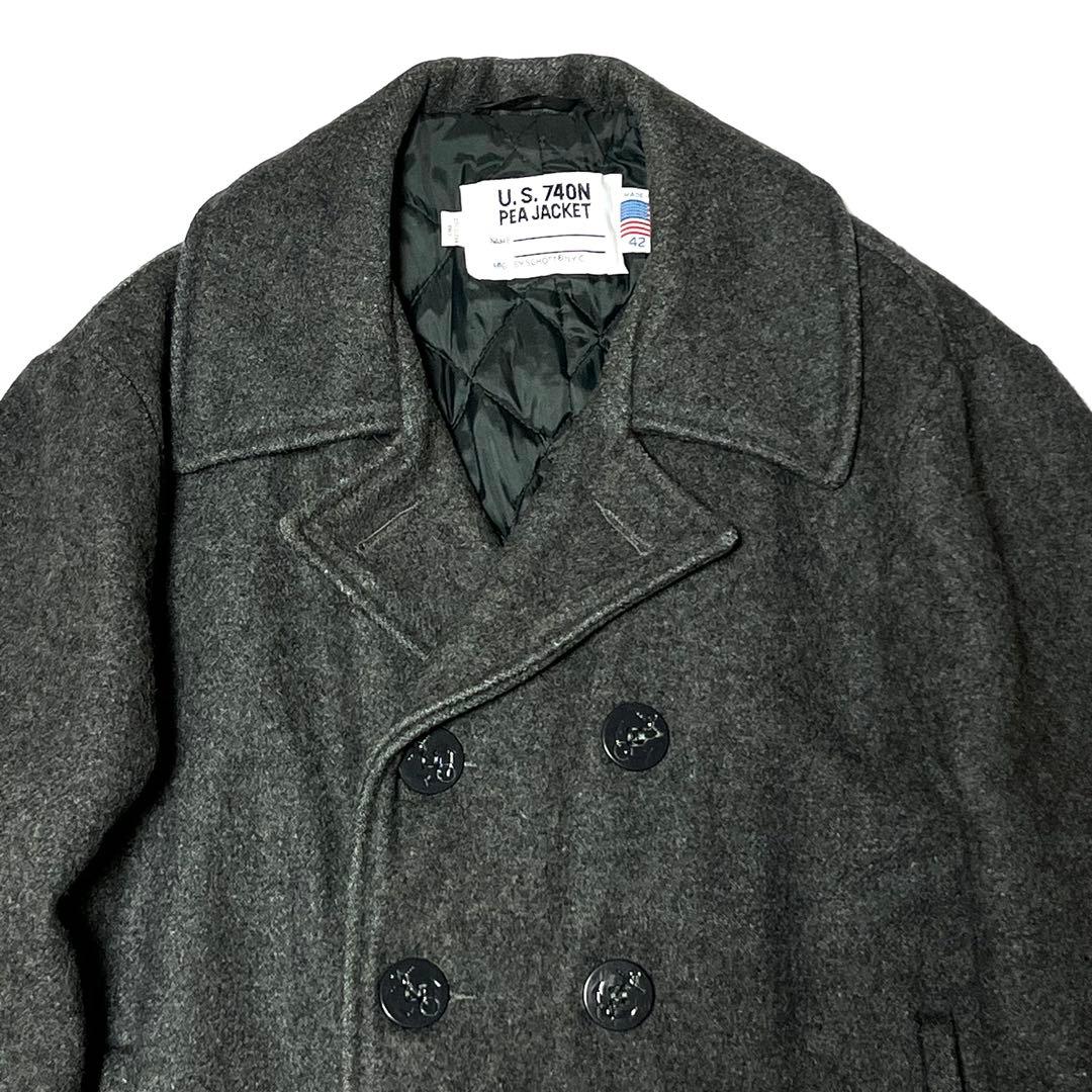 schott USA製 740N Pコート ダークグレー 42 メルトンコート