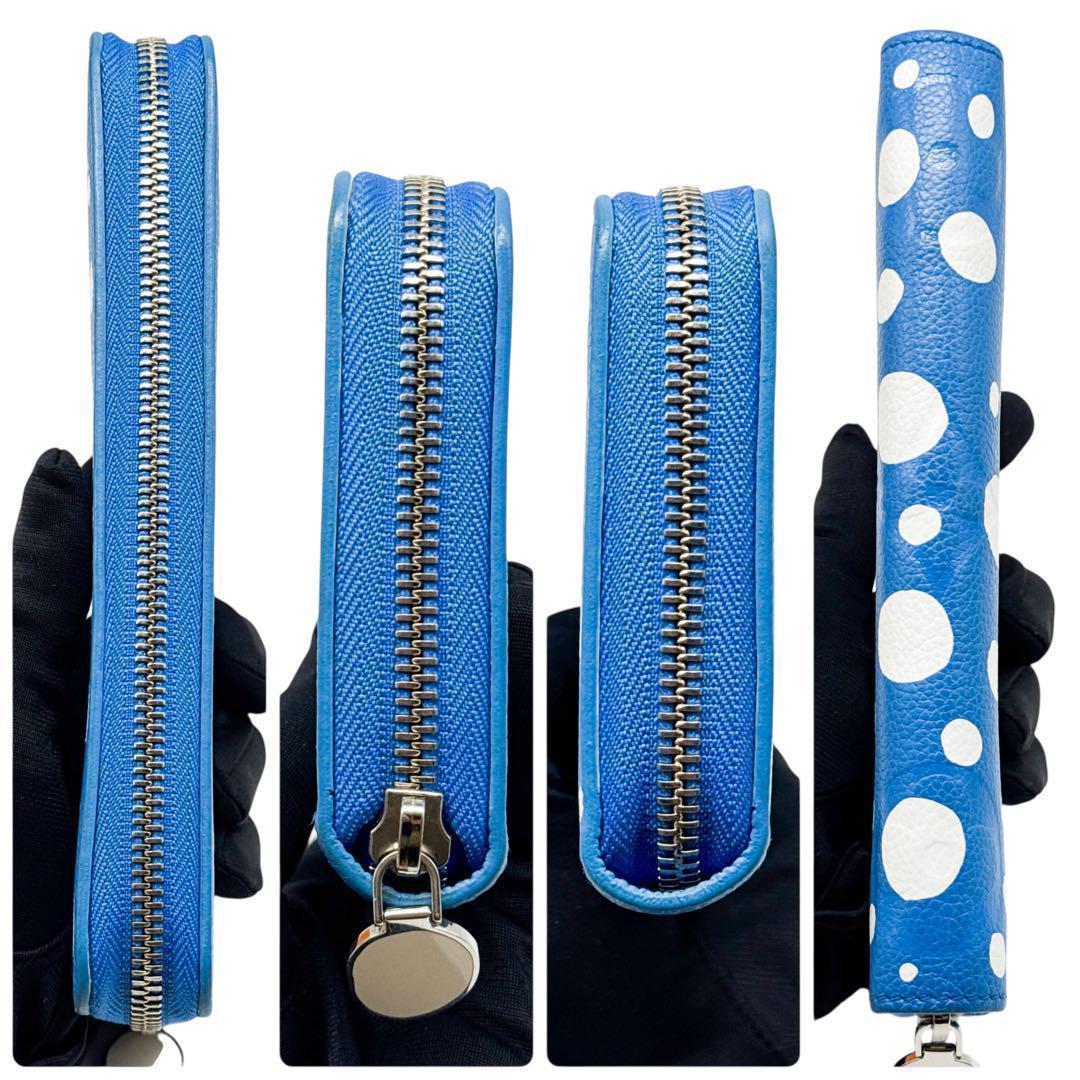 ルイヴィトン モノグラム アンプラント ジッピーウォレット 財布 草間彌生 青