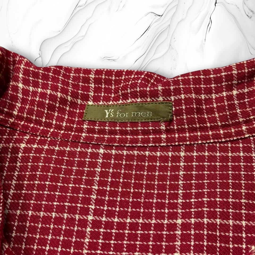 《98SS》Y's for men ウール オープンカラーシャツ 開襟 チェック