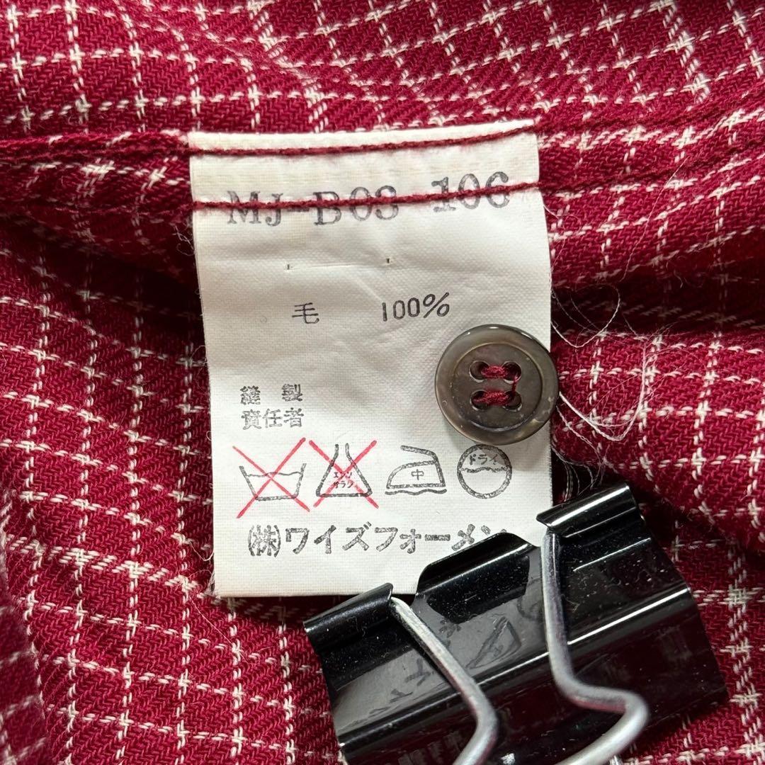 《98SS》Y's for men ウール オープンカラーシャツ 開襟 チェック