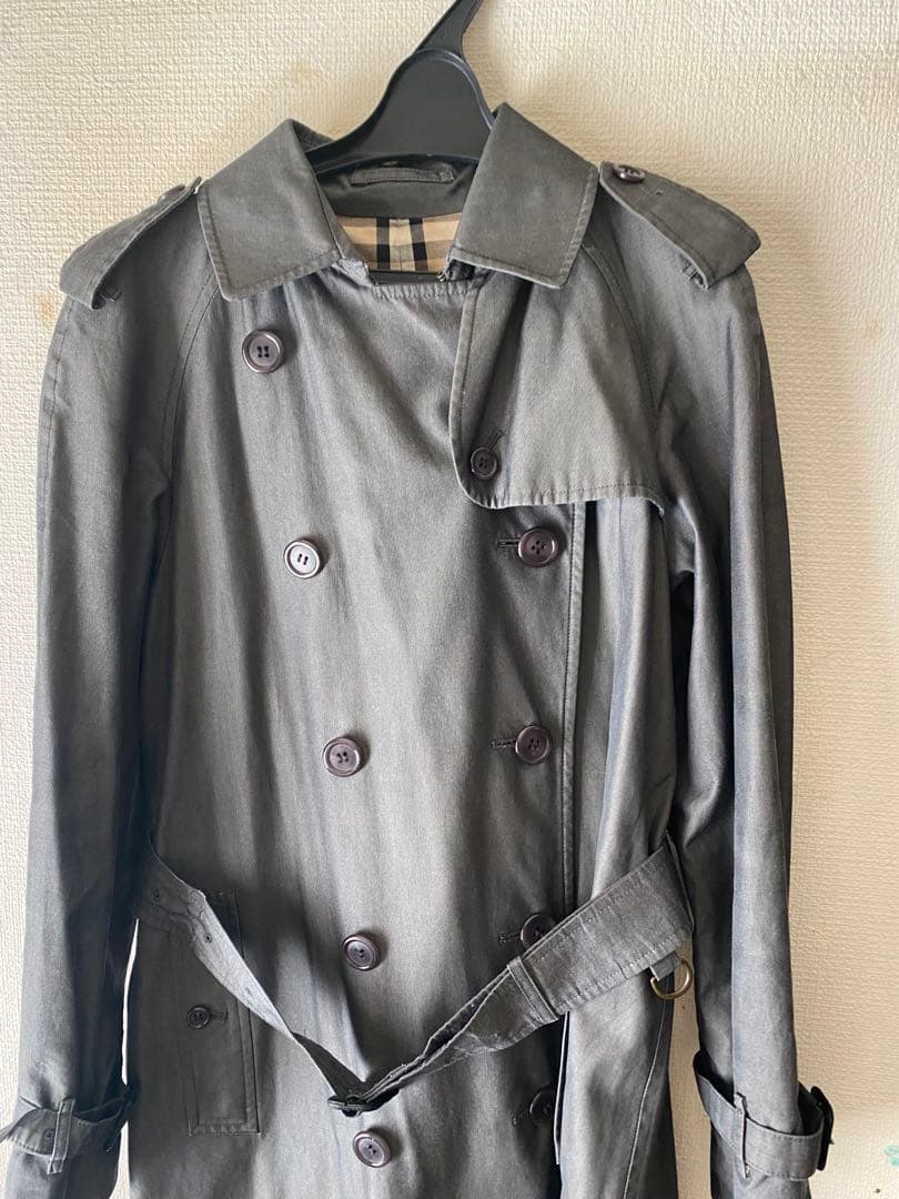 Burberryグレー ダブルブレスト トレンチコート