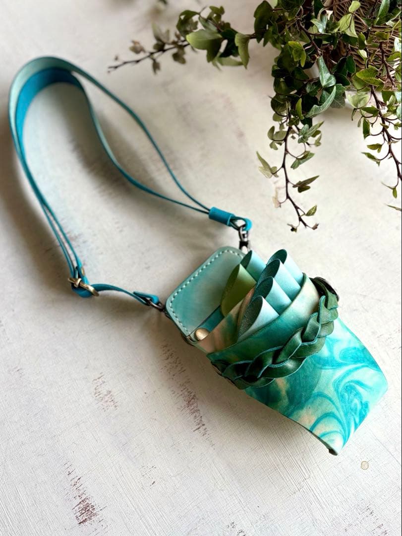 手染めターコイズマーブルのシザーケース トリマーさん用シザーケース | A LEATHER FACTORY - 群馬県伊勢崎市