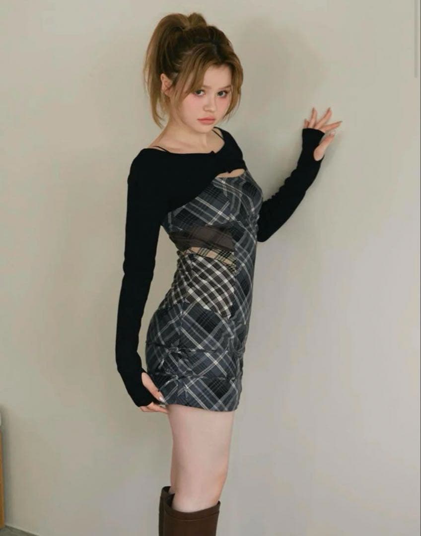 andmary Aine set mini dress Gray