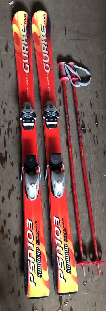 ジュニアスキーセット　スキー板　　ビンディング　ストック　ホルダーベルト