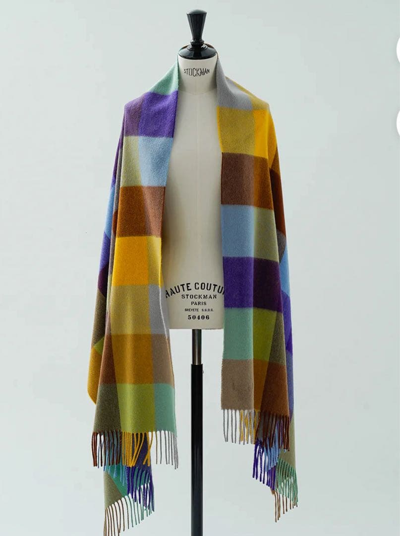 希少 ジョシュアエリス 美品 大判ストール カシミア マルチ 70×190