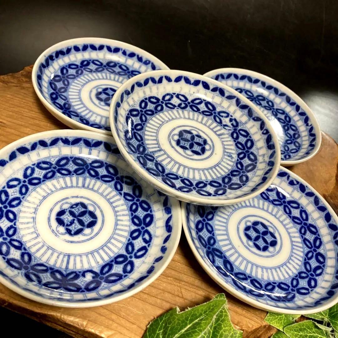 骨董品 古伊万里焼 転写 印判皿 印判手 鯰皿 小皿 銘々皿 アンティーク