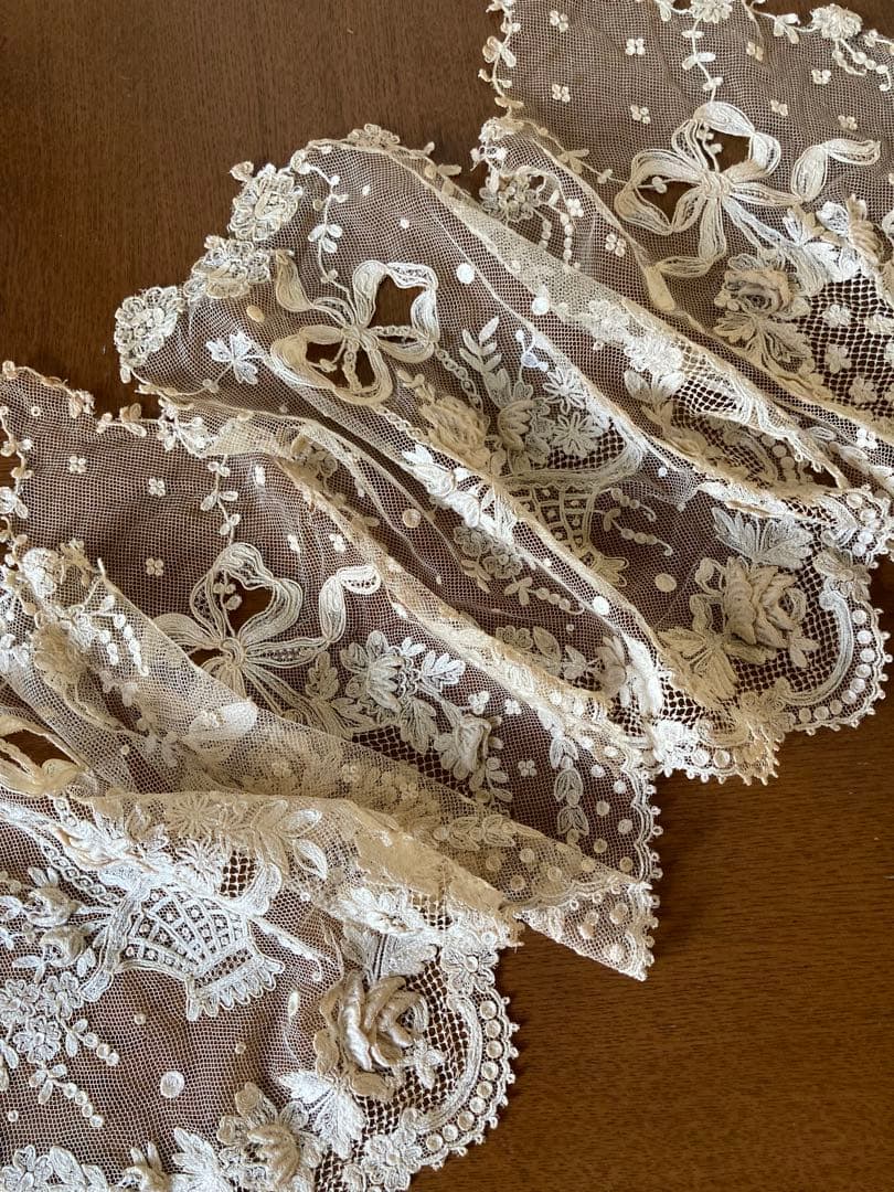 フランスアンティーク立体の花びら チュールレース ウエディング用 花かご&リース