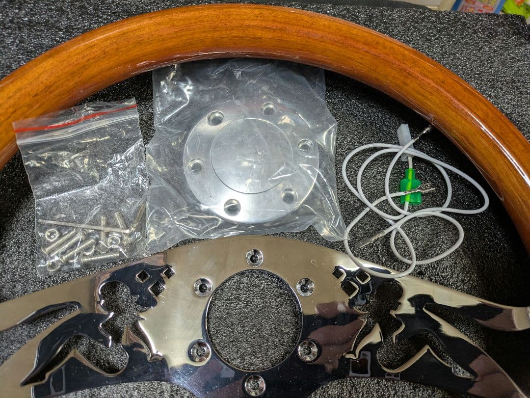 シンディウッドクローム ステアリングホイール 本体　38パイ