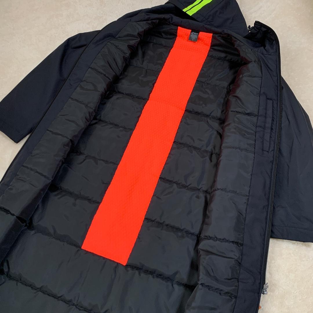 アシックス（ASICS）中わたロングコート ベンチコート 黒　M