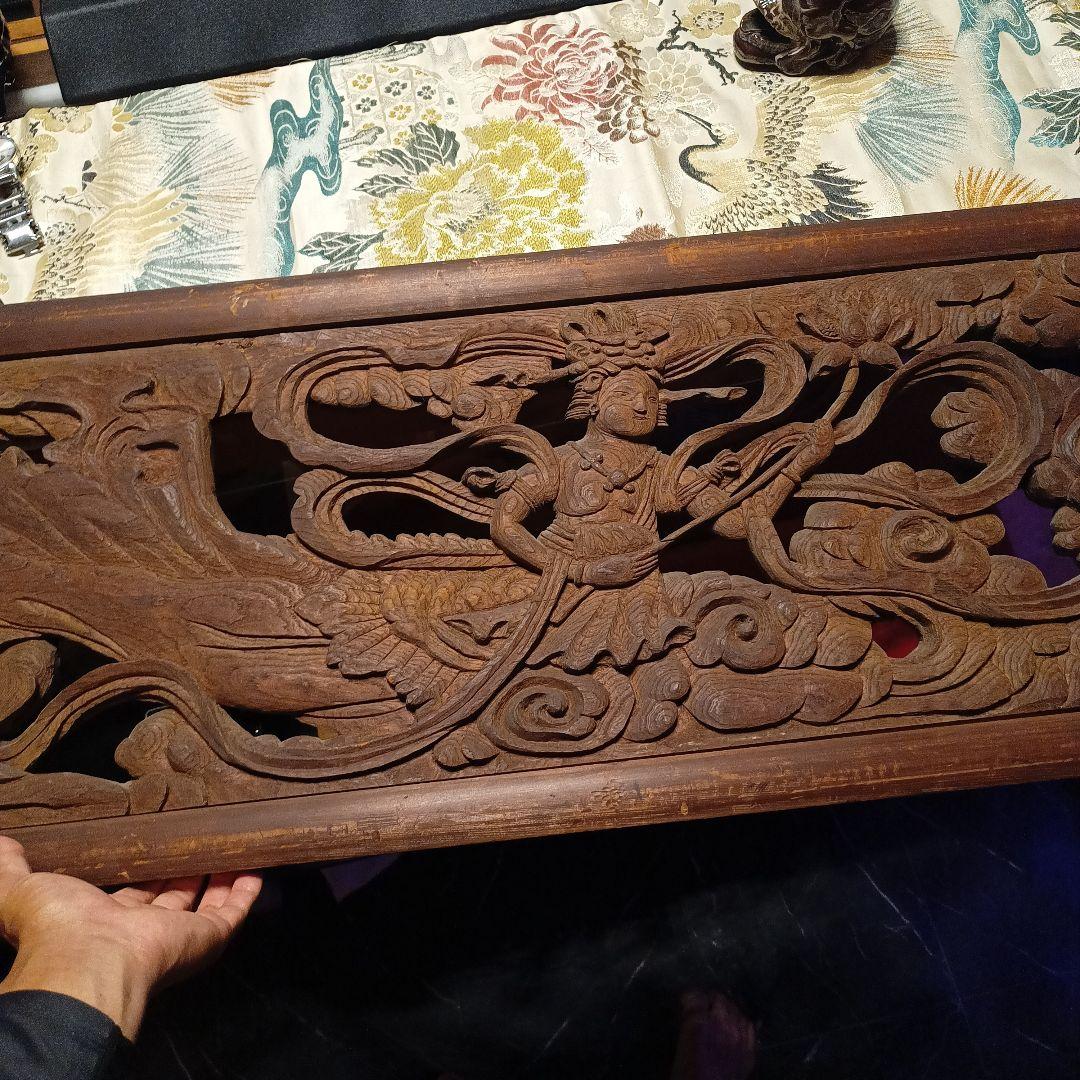 天女 欄間 大型 彫刻 木彫 女神 神様 龍 雲 和柄 現状品 - メルカリ