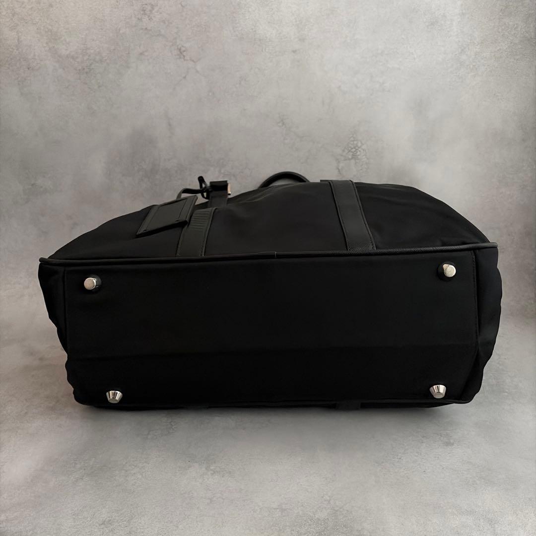 美品✨】PRADA ボストントート ナイロン×サフィアーノレザー 黒 三角